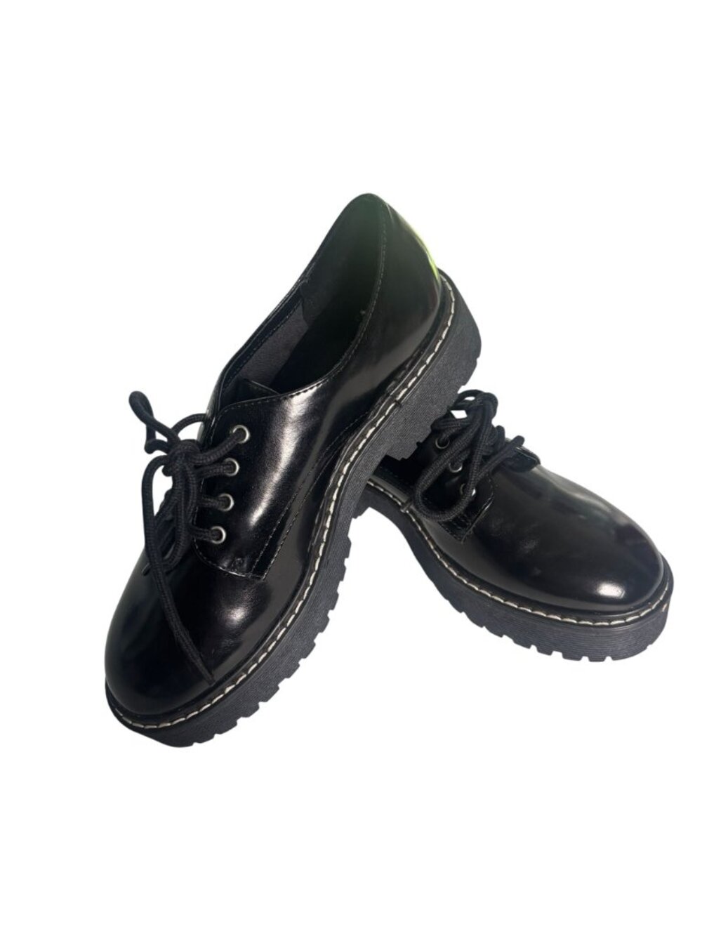 A New Day Black Platform Oxfords Chunky Lug Sole Loafers Dress Shoes 7.5 - Picture 4 of 13